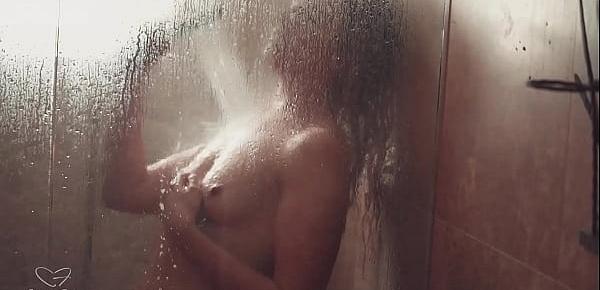  Charlie Forde enjoys herself fin the shower